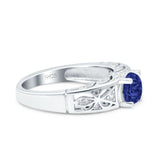 Art Deco Wedding Bridal Engagement Ring Band Round Simulated Cubic Zirconia 925 Sterling Silver