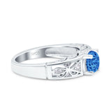 Art Deco Wedding Bridal Engagement Ring Band Round Simulated Cubic Zirconia 925 Sterling Silver