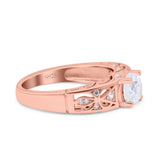 Art Deco Wedding Bridal Engagement Ring Band Round Simulated Cubic Zirconia 925 Sterling Silver