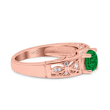 Art Deco Wedding Bridal Engagement Ring Band Round Simulated Cubic Zirconia 925 Sterling Silver