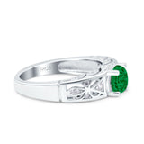 Art Deco Wedding Bridal Engagement Ring Band Round Simulated Cubic Zirconia 925 Sterling Silver