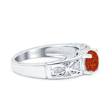 Art Deco Wedding Bridal Engagement Ring Band Round Simulated Cubic Zirconia 925 Sterling Silver