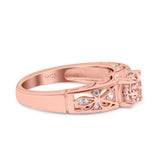 Art Deco Wedding Bridal Engagement Ring Band Round Simulated Cubic Zirconia 925 Sterling Silver