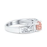 Art Deco Wedding Bridal Engagement Ring Band Round Simulated Cubic Zirconia 925 Sterling Silver