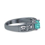 Art Deco Wedding Bridal Engagement Ring Band Round Simulated Cubic Zirconia 925 Sterling Silver