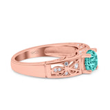 Art Deco Wedding Bridal Engagement Ring Band Round Simulated Cubic Zirconia 925 Sterling Silver