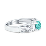 Art Deco Wedding Bridal Engagement Ring Band Round Simulated Cubic Zirconia 925 Sterling Silver