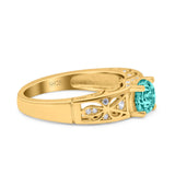 Art Deco Wedding Bridal Engagement Ring Band Round Simulated Cubic Zirconia 925 Sterling Silver