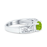 Art Deco Wedding Bridal Engagement Ring Band Round Simulated Cubic Zirconia 925 Sterling Silver