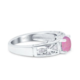 Art Deco Wedding Bridal Engagement Ring Band Round Simulated Cubic Zirconia 925 Sterling Silver
