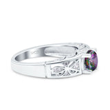 Art Deco Wedding Bridal Engagement Ring Band Round Simulated Cubic Zirconia 925 Sterling Silver