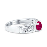Art Deco Wedding Bridal Engagement Ring Band Round Simulated Cubic Zirconia 925 Sterling Silver