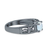 Art Deco Wedding Bridal Engagement Ring Band Round Simulated Cubic Zirconia 925 Sterling Silver