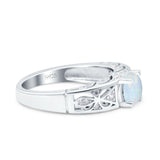 Art Deco Wedding Bridal Engagement Ring Band Round Simulated Cubic Zirconia 925 Sterling Silver