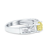 Art Deco Wedding Bridal Engagement Ring Band Round Simulated Cubic Zirconia 925 Sterling Silver