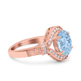 Oval Art Deco Wedding Engagement Bridal Ring Accent Vintage Round Simulated Cubic Zirconia 925 Sterling Silver