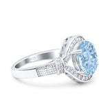 Oval Art Deco Wedding Engagement Bridal Ring Accent Vintage Round Simulated Cubic Zirconia 925 Sterling Silver