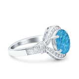 Oval Art Deco Wedding Engagement Bridal Ring Accent Vintage Round Simulated Cubic Zirconia 925 Sterling Silver