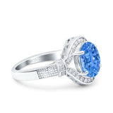 Oval Art Deco Wedding Engagement Bridal Ring Accent Vintage Round Simulated Cubic Zirconia 925 Sterling Silver
