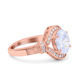 Oval Art Deco Wedding Engagement Bridal Ring Accent Vintage Round Simulated Cubic Zirconia 925 Sterling Silver