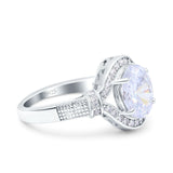Oval Art Deco Wedding Engagement Bridal Ring Accent Vintage Round Simulated Cubic Zirconia 925 Sterling Silver