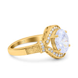 Oval Art Deco Wedding Engagement Bridal Ring Accent Vintage Round Simulated Cubic Zirconia 925 Sterling Silver