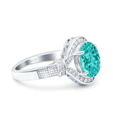Oval Art Deco Wedding Engagement Bridal Ring Accent Vintage Round Simulated Cubic Zirconia 925 Sterling Silver