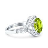 Oval Art Deco Wedding Engagement Bridal Ring Accent Vintage Round Simulated Cubic Zirconia 925 Sterling Silver