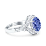 Oval Art Deco Wedding Engagement Bridal Ring Accent Vintage Round Simulated Cubic Zirconia 925 Sterling Silver