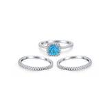 3Piece Wedding Ring Band Round Simulated Cubic Zirconia 925 Sterling Silver