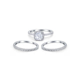 3Piece Wedding Ring Band Round Simulated Cubic Zirconia 925 Sterling Silver