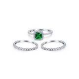 3Piece Wedding Ring Band Round Simulated Cubic Zirconia 925 Sterling Silver
