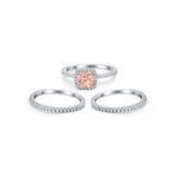 3Piece Wedding Ring Band Round Simulated Cubic Zirconia 925 Sterling Silver