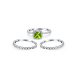 3Piece Wedding Ring Band Round Simulated Cubic Zirconia 925 Sterling Silver