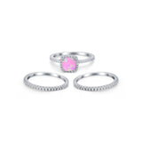 3Piece Wedding Ring Band Round Simulated Cubic Zirconia 925 Sterling Silver