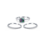 3Piece Wedding Ring Band Round Simulated Cubic Zirconia 925 Sterling Silver