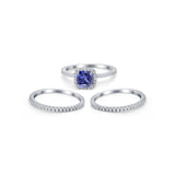 3Piece Wedding Ring Band Round Simulated Cubic Zirconia 925 Sterling Silver