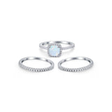3Piece Wedding Ring Band Round Simulated Cubic Zirconia 925 Sterling Silver