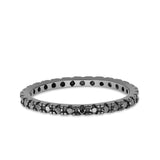 Stackable Full Eternity Wedding Band Ring Simulated CZ 925 Sterling Silver