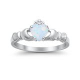 Heart Shape Simulated Cubic Zirconia Claddagh Wedding Ring 925 Sterling Silver