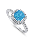 Halo Art Deco Design Ring Round Simulated Cubic Zirconia 925 Sterling Silver