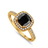 Halo Art Deco Design Ring Round Simulated Cubic Zirconia 925 Sterling Silver