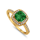Halo Art Deco Design Ring Round Simulated Cubic Zirconia 925 Sterling Silver