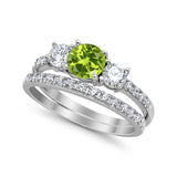 3-Stone Wedding Bridal Piece Ring Simulated Cubic Zirconia 925 Sterling Silver