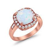 Halo Wedding Ring Cushion Cut Simulated CZ 925 Sterling Silver