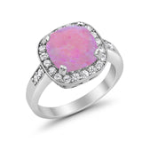Halo Wedding Ring Cushion Cut Simulated CZ 925 Sterling Silver