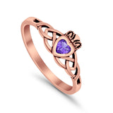 Celtic Knot Claddagh Ring Simulated Cubic Zirconia 925 Sterling Silver