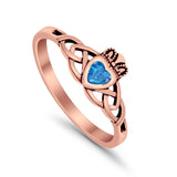 Celtic Knot Claddagh Ring Simulated Cubic Zirconia 925 Sterling Silver