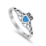 Celtic Knot Claddagh Ring Simulated Cubic Zirconia 925 Sterling Silver