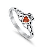 Celtic Knot Claddagh Ring Simulated Cubic Zirconia 925 Sterling Silver